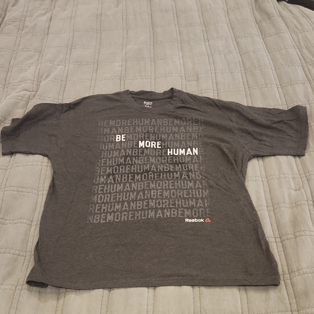 Reebok Charcoal 'Be More Human' Men's Tee Size L!
